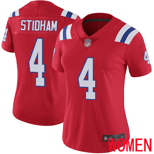 New England Patriots Limited Red Women #4 Jarrett Stidham Alternate NFL Jersey Vapor->women nfl jersey->Women Jersey